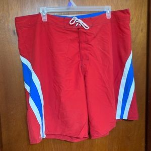 NWT 2X mens red blue swim shorts